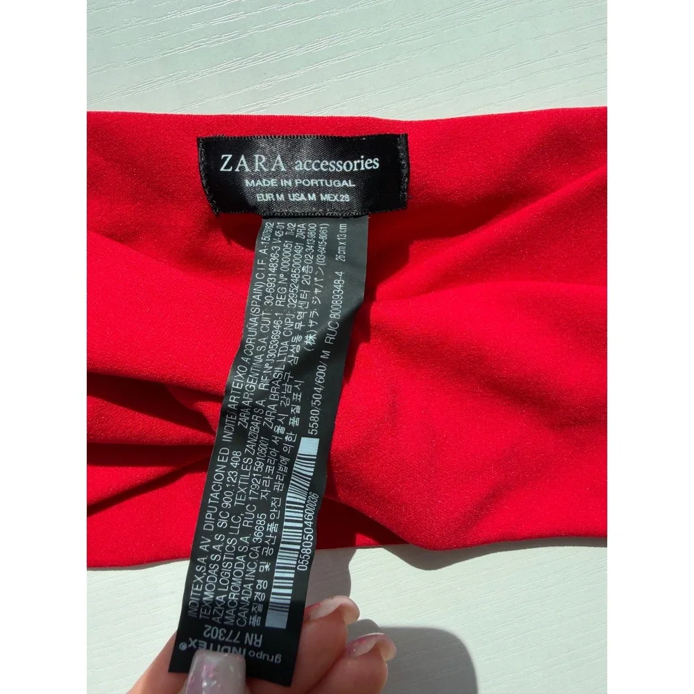 Zara Accessories Red Twisted Knot Wide Headband Made in Portugal Stretch Yoga
